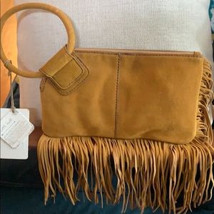Suede fringed clutch